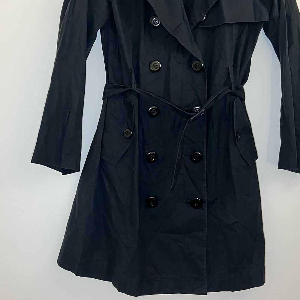 Lightweight Black Cotton Trench, cotton/silk, size 4/6 chic womenswear jacket - Picture 5 of 15